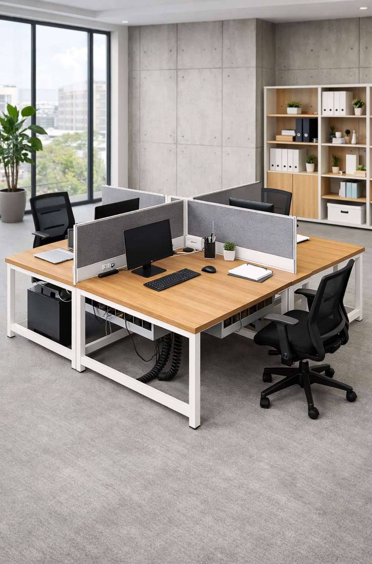 Modular Office Workstation with Sound-Dampening Fabric Privacy Dividers #6